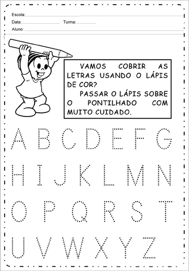 Alfabeto Pontilhado Para Imprimir → Letra Bastão E Cursiva
