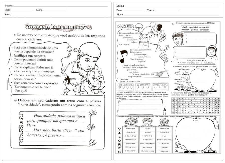 Atividades De Ensino Religioso → 3º 4ª 5º Ano Para Imprimir 5167