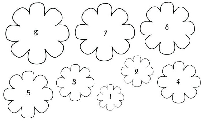 Moldes de Flores para Imprimir → Pequenas, de EVA, Feltro