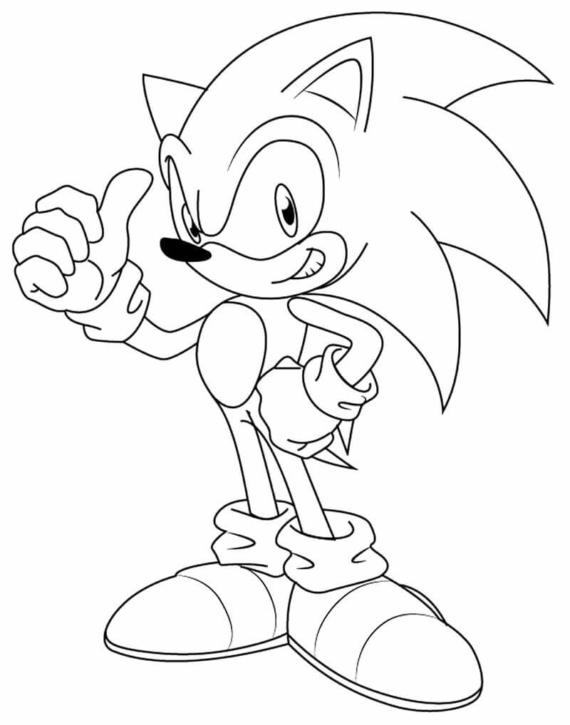 Imprimir para colorir e pintar o desenho Sonic - 2556