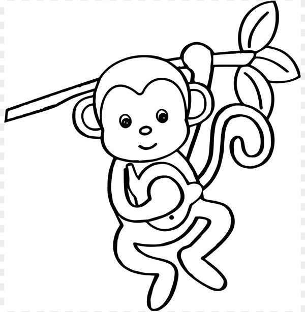 Desenho de macaco em macacão para colorir